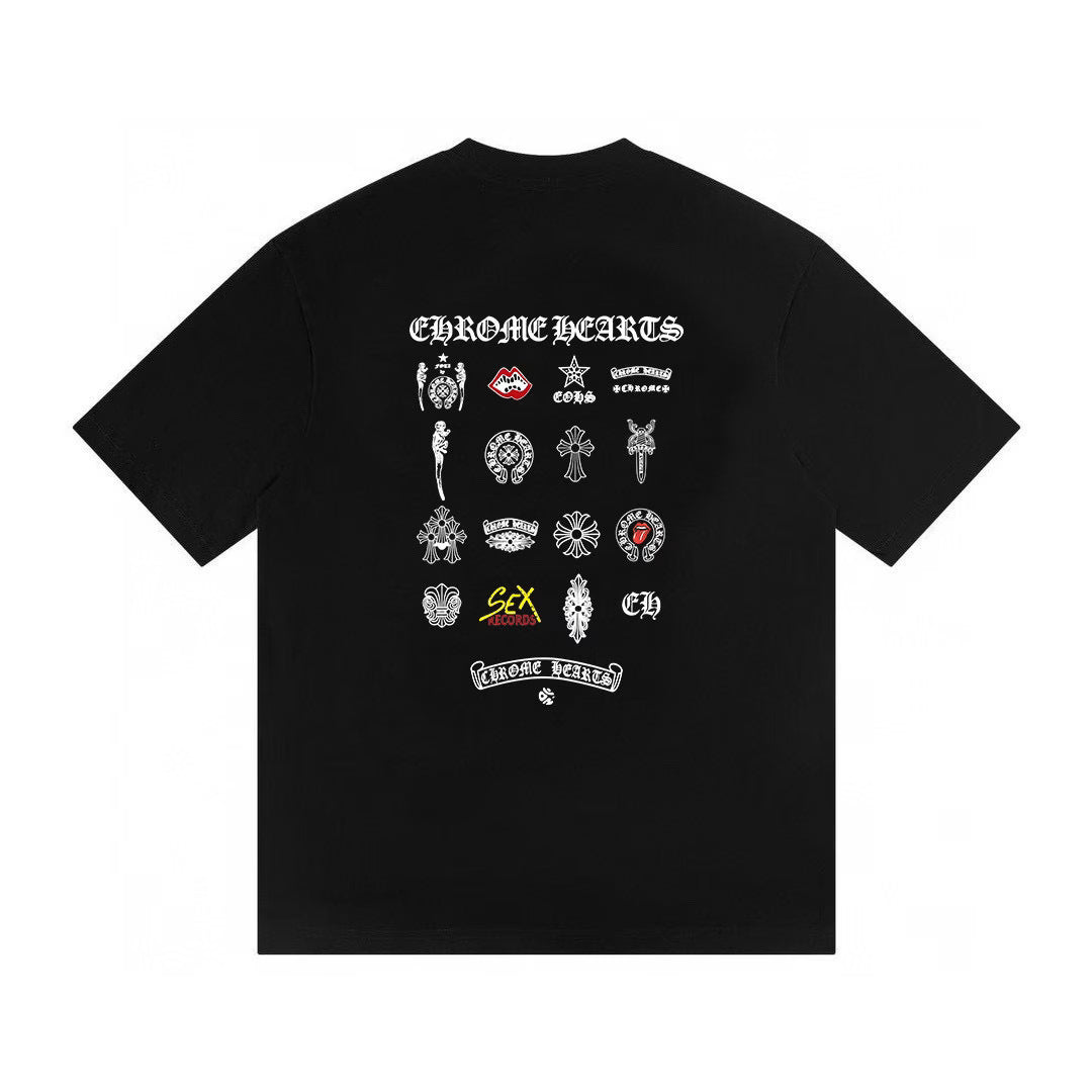 Authentic Chrome Hearts Chrome Hearts Signature Icons Graphic T-Shirt â€“ Black â€“ front view