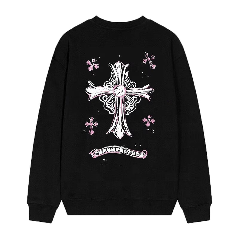 Authentic Chrome Hearts Chrome Hearts Pink Horseshoe Cross Long Sleeve Black â€“ front view