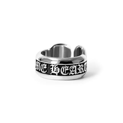 Authentic Chrome Hearts Chrome Hearts Scroll Ring â€“ Small Label Ring â€“ front view