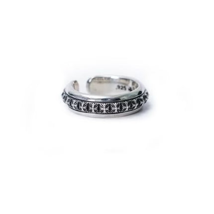 Authentic Chrome Hearts CH Plus Pyramid Open Band Ring â€“ front view