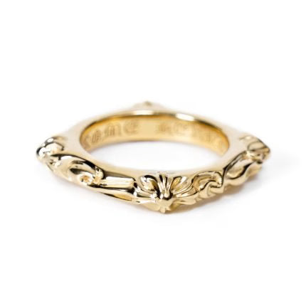 Authentic Chrome Hearts 22K Gold Sbt Band Ring â€“ front view
