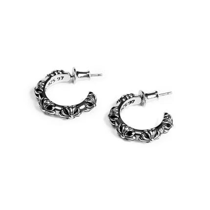 Authentic Chrome Hearts Cross Hoop Earring â€“ front view