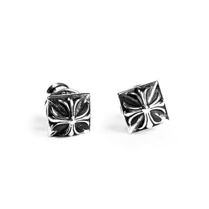 Authentic Chrome Hearts Pyramid Plus Stud Earrings â€“ front view