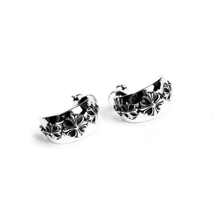 Authentic Chrome Hearts CH Plus Wide Hoop Earring Small â€“ front view
