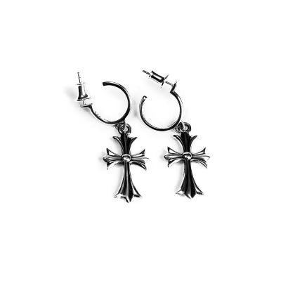 Authentic Chrome Hearts Tiny Cross Hoop Earring â€“ front view