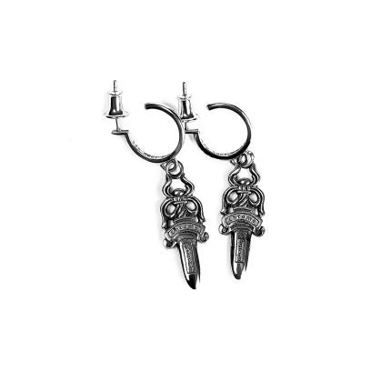 Authentic Chrome Hearts Dagger Hoop Earrings â€“ front view