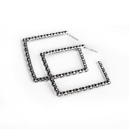 Authentic Chrome Hearts CH Plus Square Hoop Earrings â€“ front view