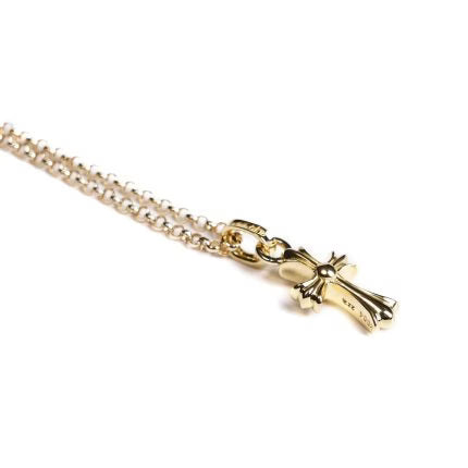 Authentic Chrome Hearts 22K Gold Cross Baby Fat Charm â€“ front view