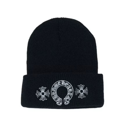 Authentic Chrome Hearts Chrome Hearts Horse Shoe Beanie â€“ Black â€“ front view
