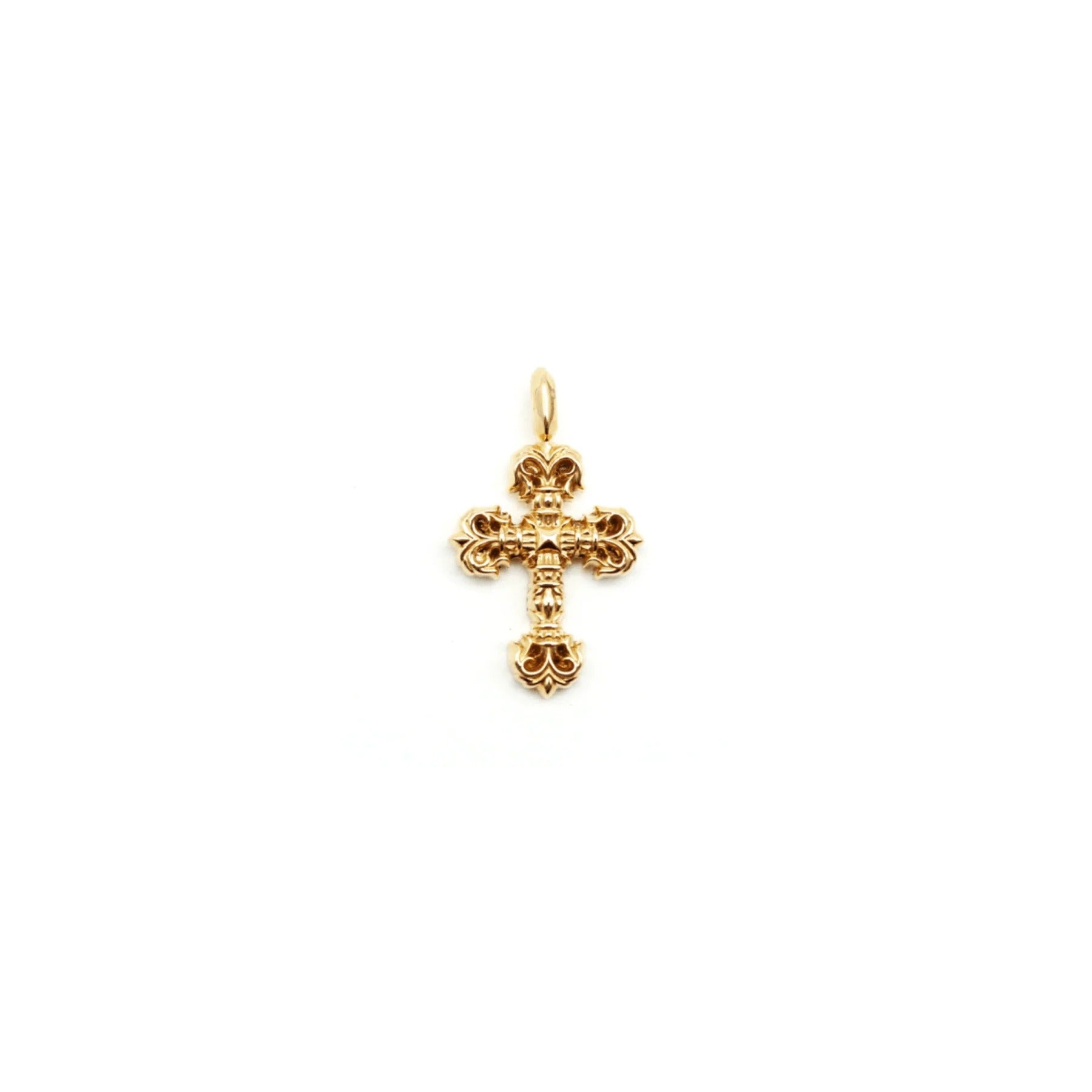 Chrome Hearts Gold Cross Necklace – necklace front view
