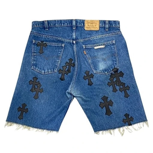 Authentic Chrome Hearts Chrome Heart Jean Shorts – pants detail close-up