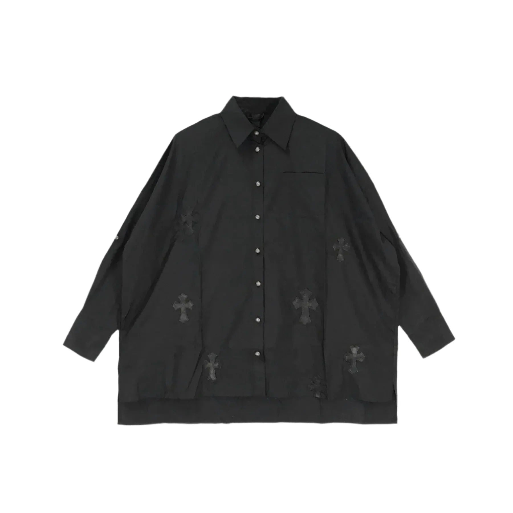 Authentic Chrome Hearts Chrome Heart Button Up Shirt – shirt front view