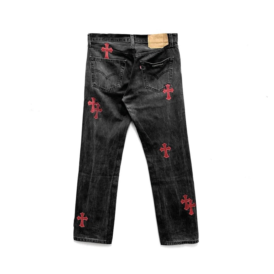 Chrome Hearts Red Cross Jeans – pants detail close-up