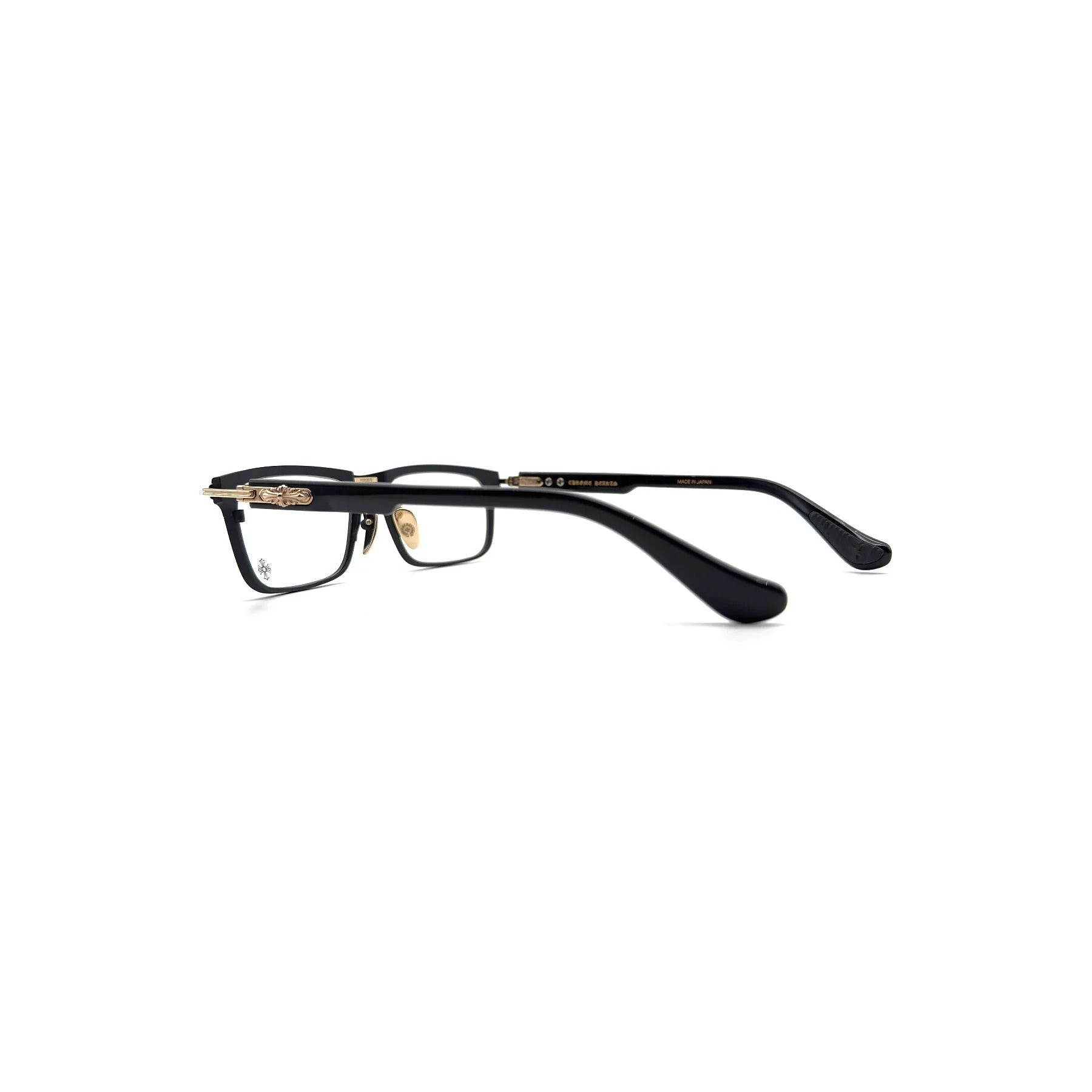 Authentic Chrome Hearts Black And Gold Chrome Hearts Glasses – sunglasses detail close-up