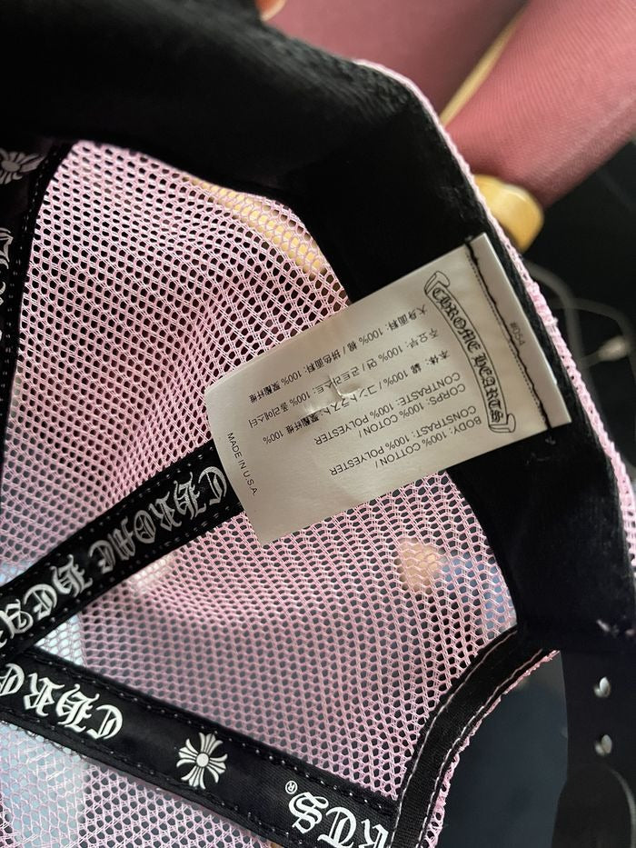 Authentic Chrome Hearts Pink Chrome Hearts Hat – hat detail close-up