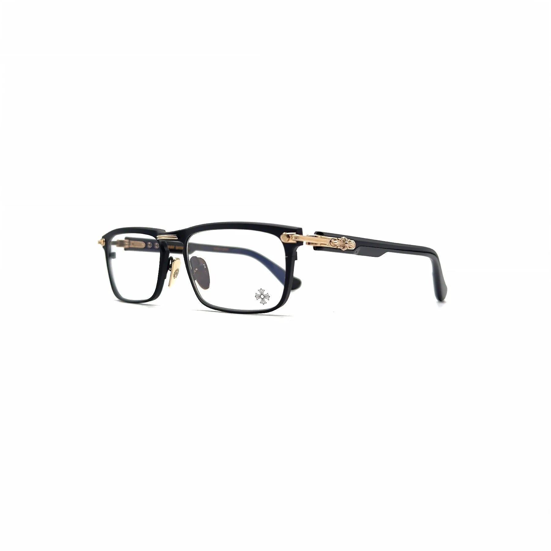 Authentic Chrome Hearts Black And Gold Chrome Hearts Glasses – sunglasses front view