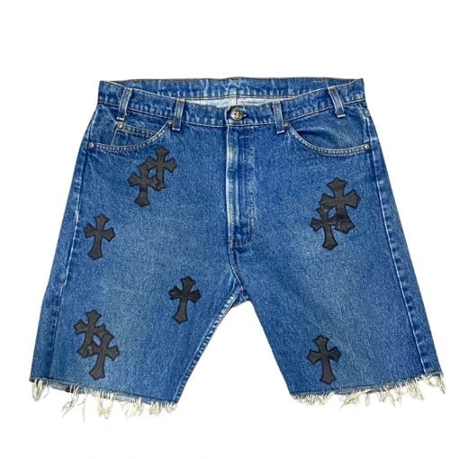 Authentic Chrome Hearts Chrome Heart Jean Shorts – pants front view
