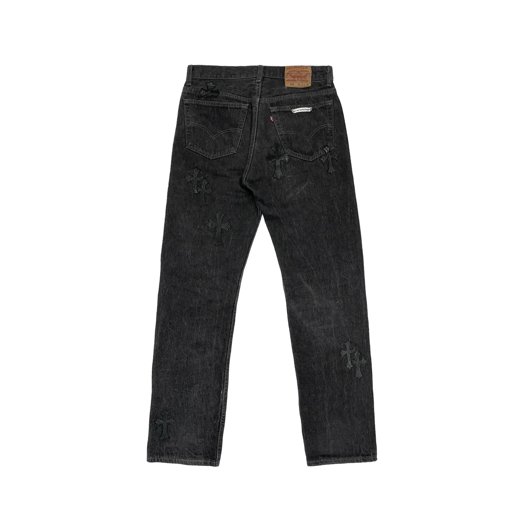 Authentic Chrome Hearts Black Chrome Heart Jeans – pants detail close-up