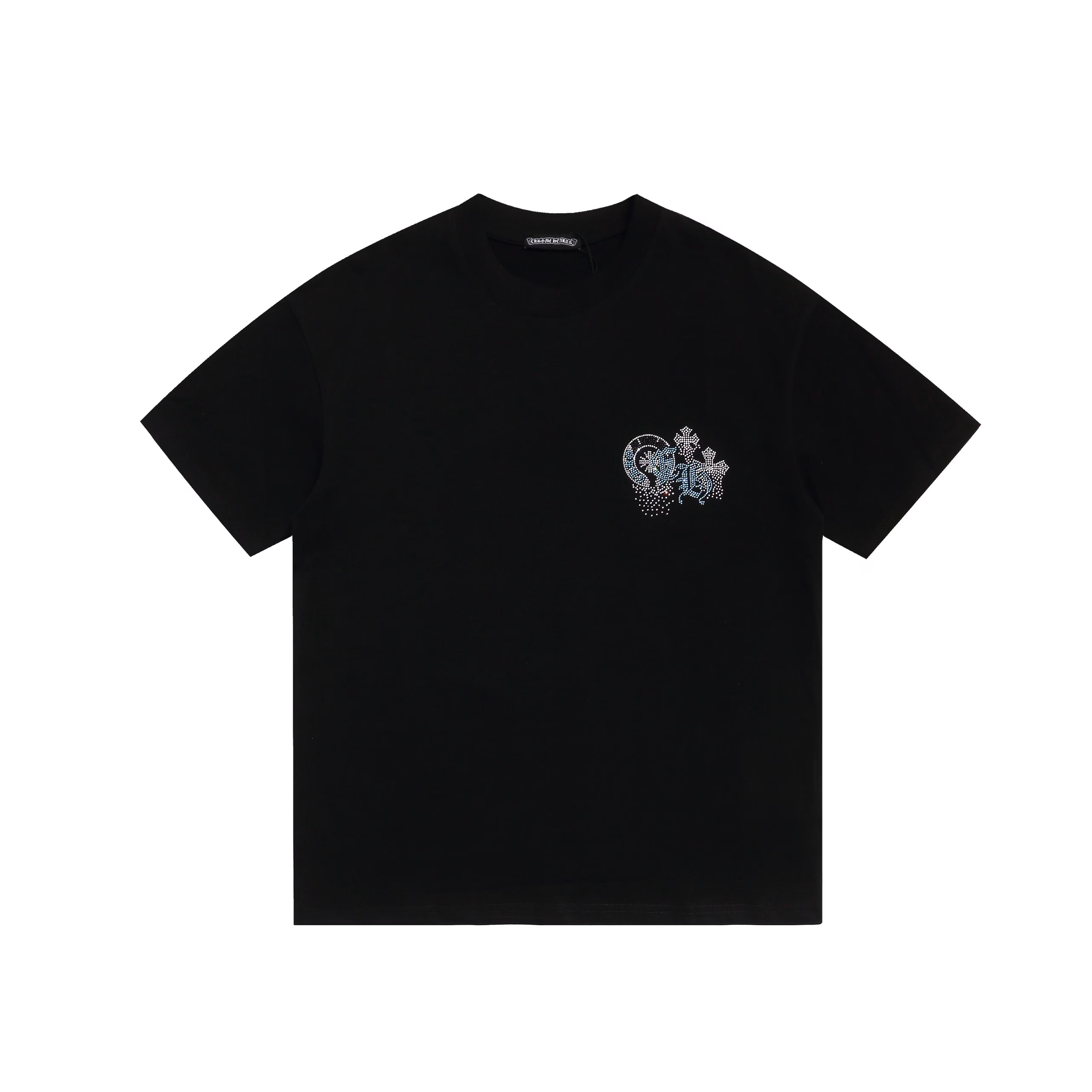 Authentic Chrome Hearts Chrome Hearts Black Blue Crystal Cross Logo Tee â€“ front view