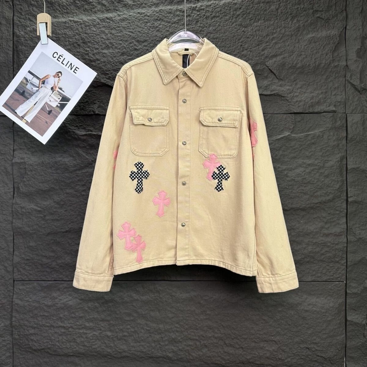 Authentic Chrome Hearts Chrome Hearts Jacket with Pink and Black Crosses â€“ front view