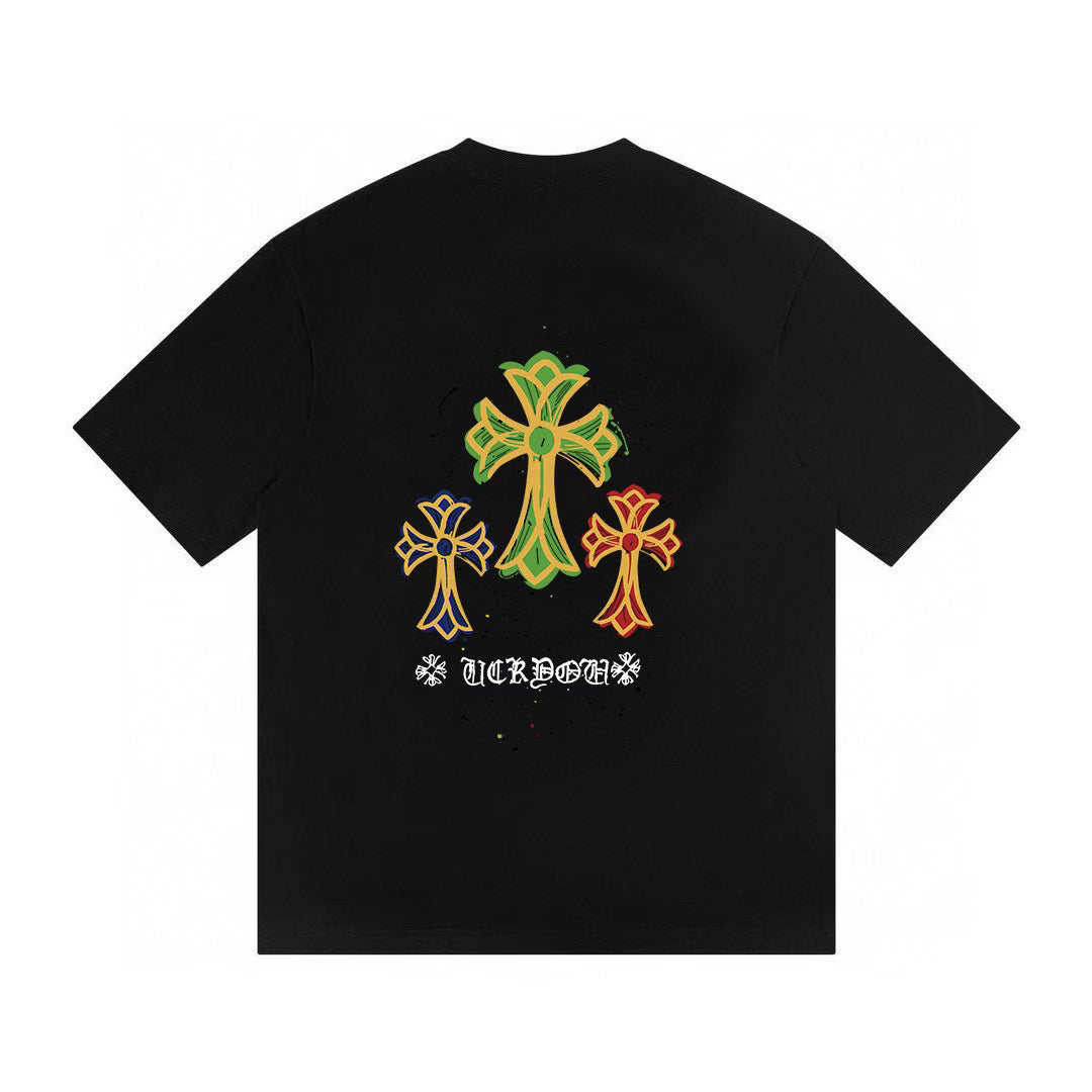 Authentic Chrome Hearts Chrome Hearts Triple Cross Graphic T-Shirt â€“ Black â€“ front view