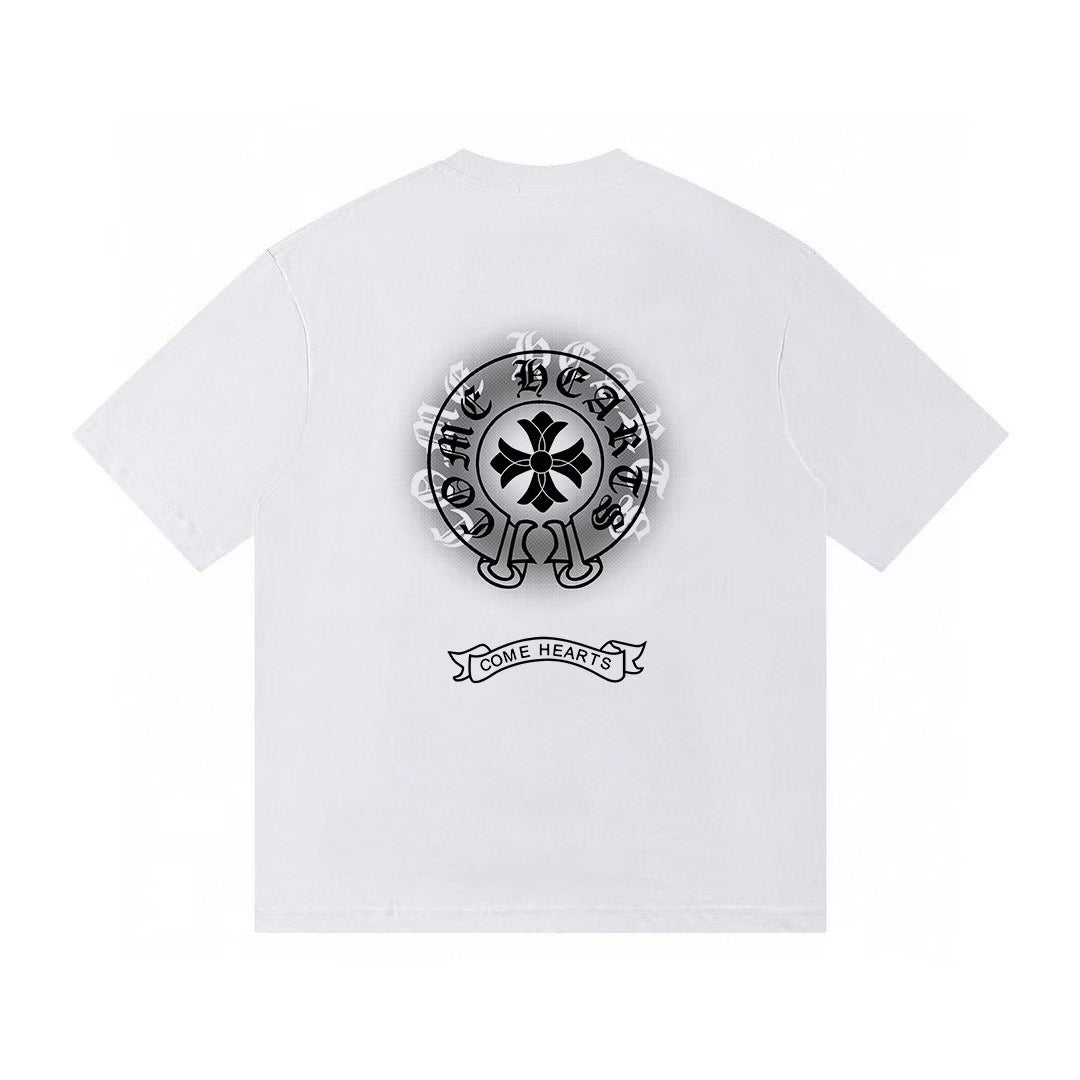 Authentic Chrome Hearts Chrome Hearts Horseshoe Floral Cross Graphic White T-Shirt â€“ front view