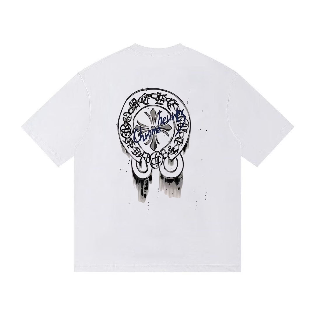 Authentic Chrome Hearts Chrome Hearts Cemetery Ring Cross Tee White â€“ front view