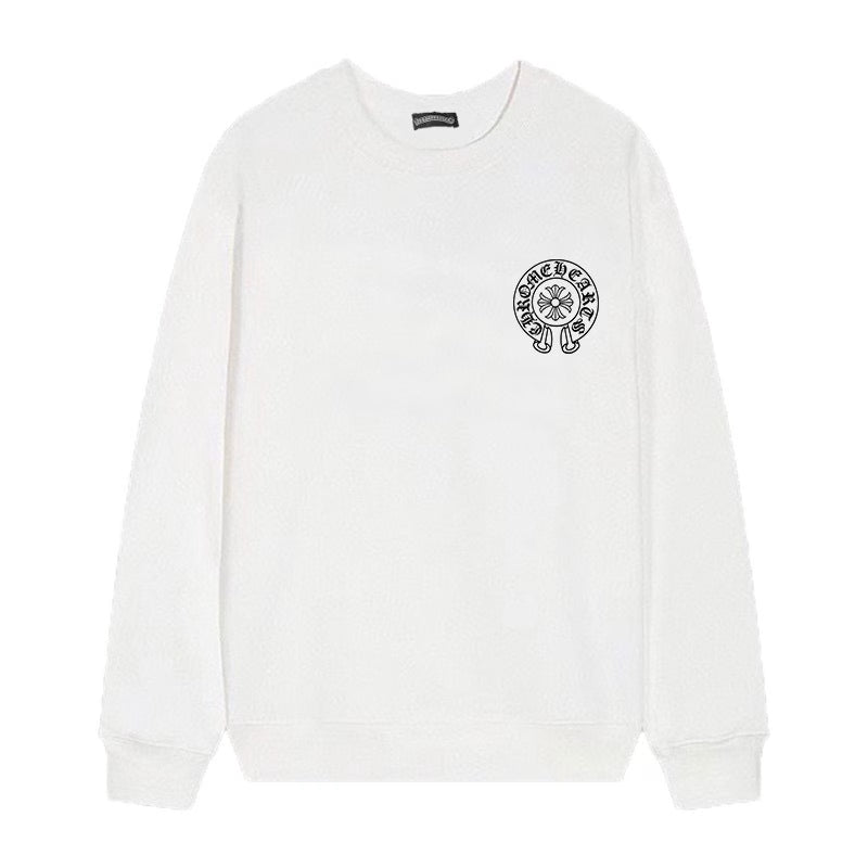 Authentic Chrome Hearts Chrome Hearts Cross Horseshoe Sweatshirt â€“ White â€“ front view