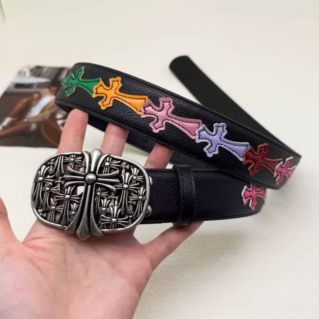 Authentic Chrome Hearts Chrome Hearts Rainbow Cross Belt â€“ front view
