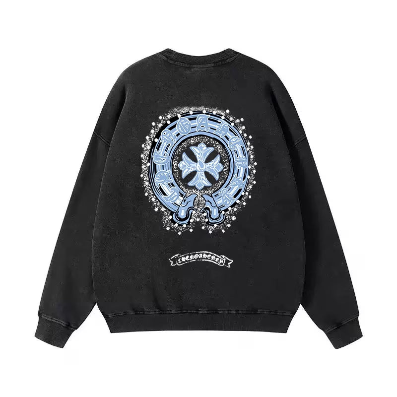 Authentic Chrome Hearts Chrome Hearts Ice Blue Horseshoe Long Sleeve â€“ front view
