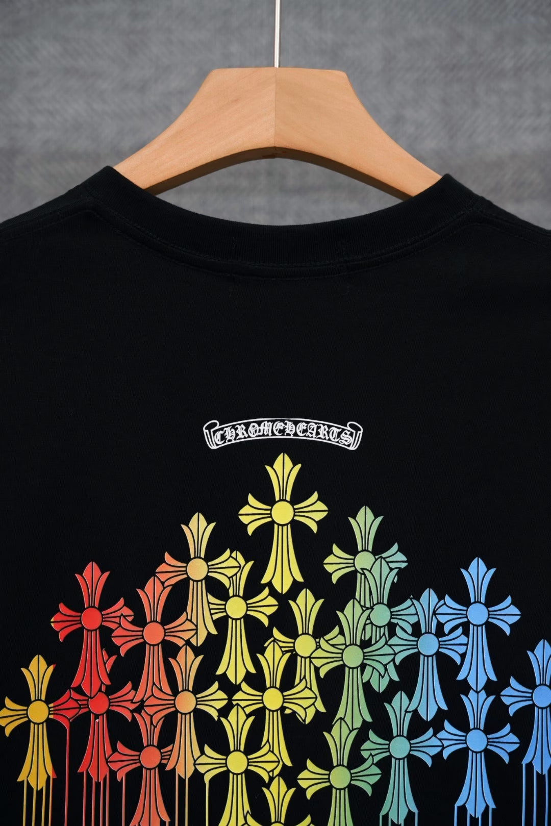 Authentic Chrome Hearts Chrome Hearts Rainbow Cross Drip Tee (Black) â€“ front view
