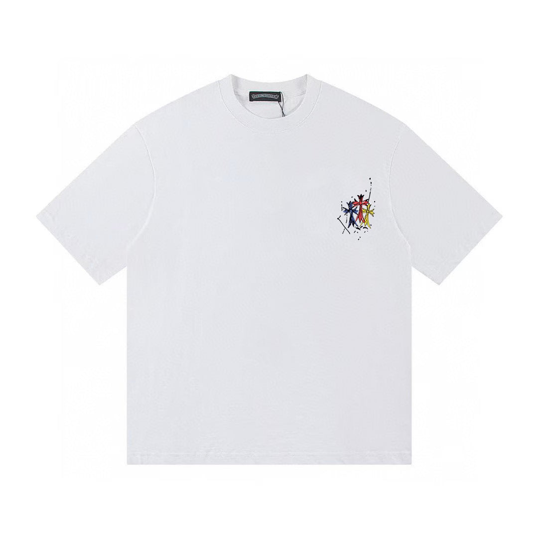 Authentic Chrome Hearts Chrome Hearts Colorful Cross Graphic T-Shirt White â€“ front view