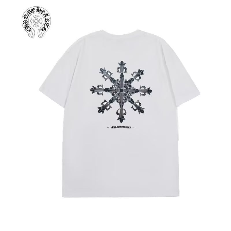 Authentic Chrome Hearts Chrome Hearts White Black Floral Cross Tee â€“ front view