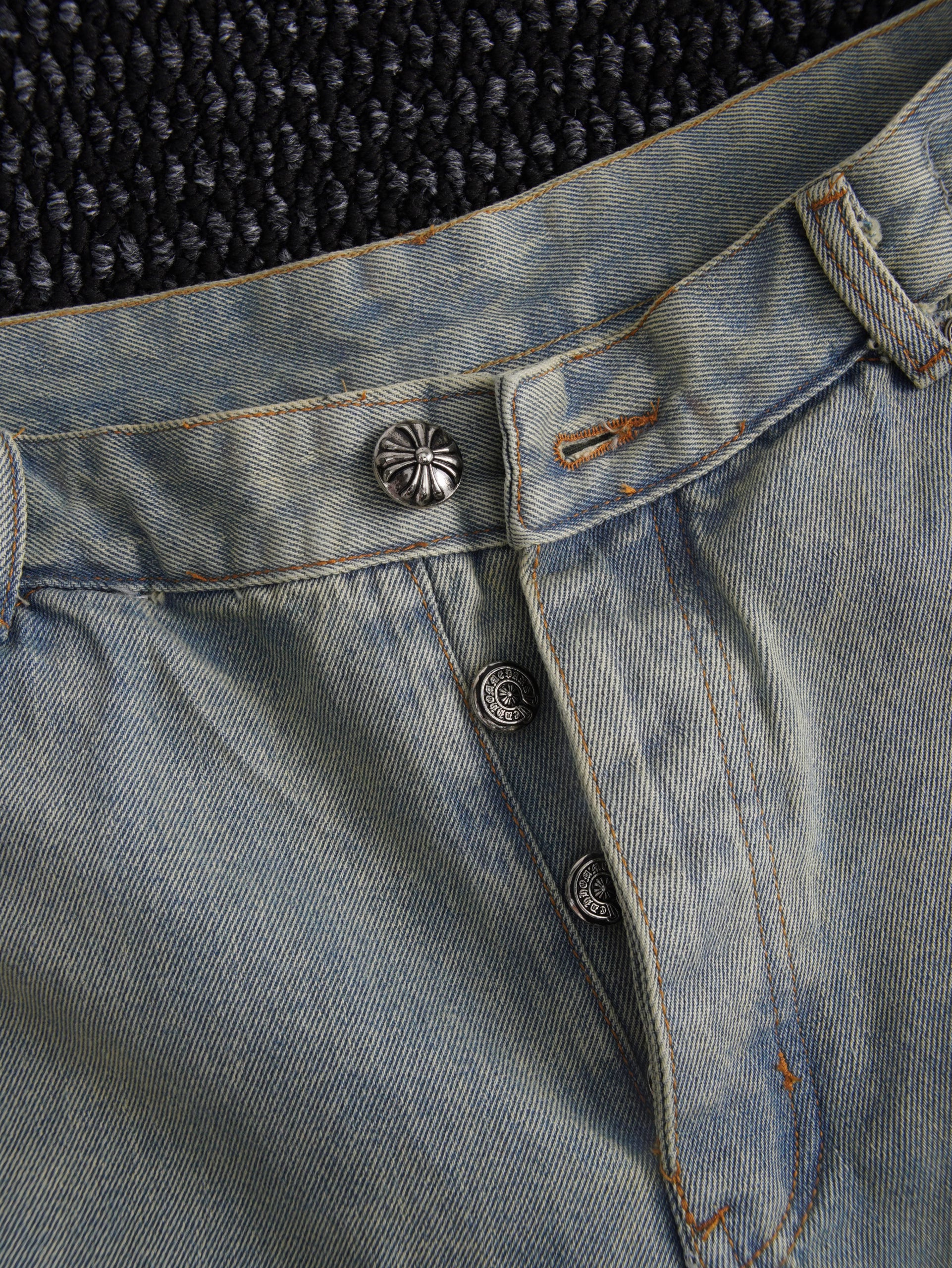 Authentic Chrome Hearts Chrome Hearts Multi Cross Patch Denim Shorts â€“ front view