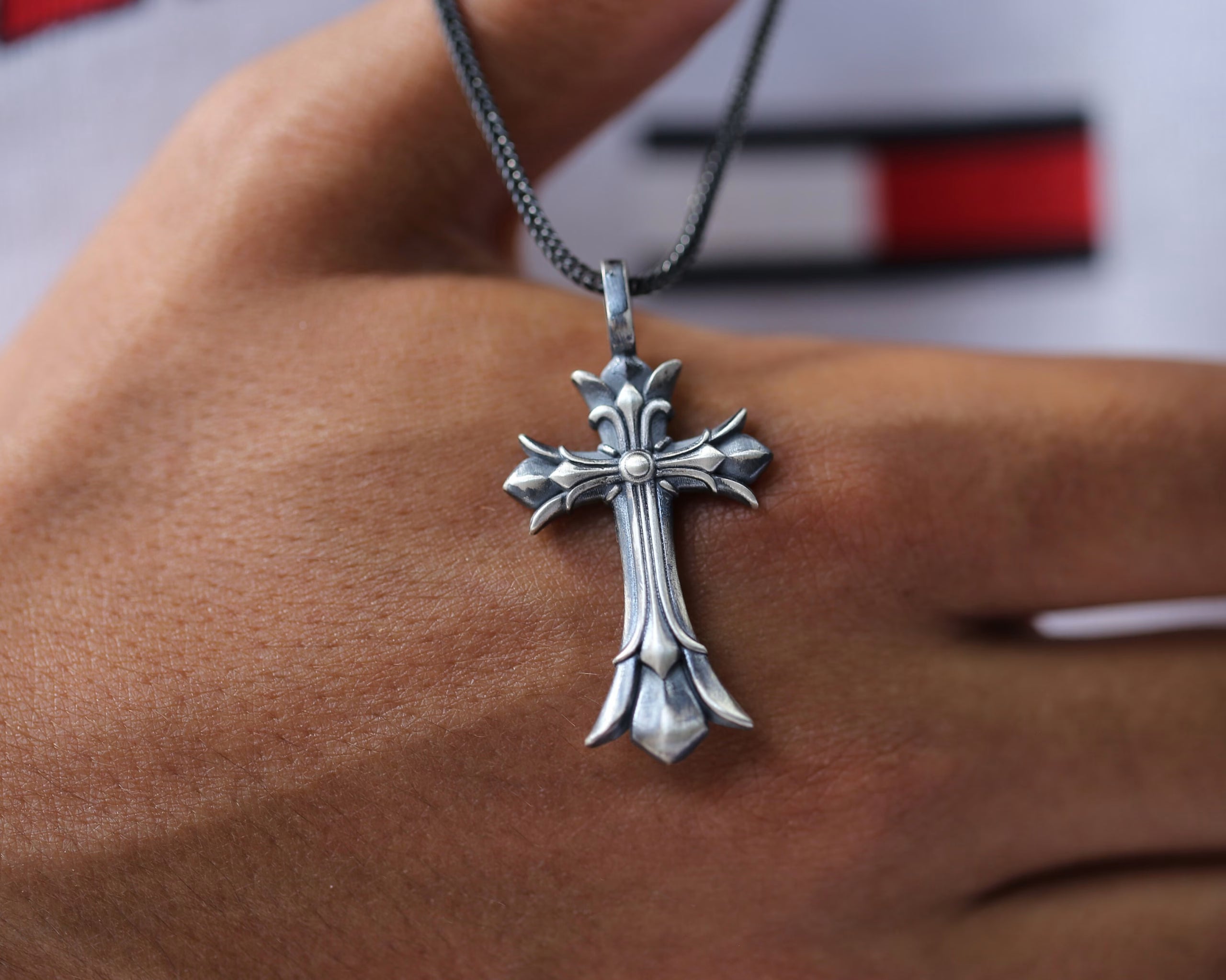Authentic Chrome Hearts Double Cross Charm â€“ front view