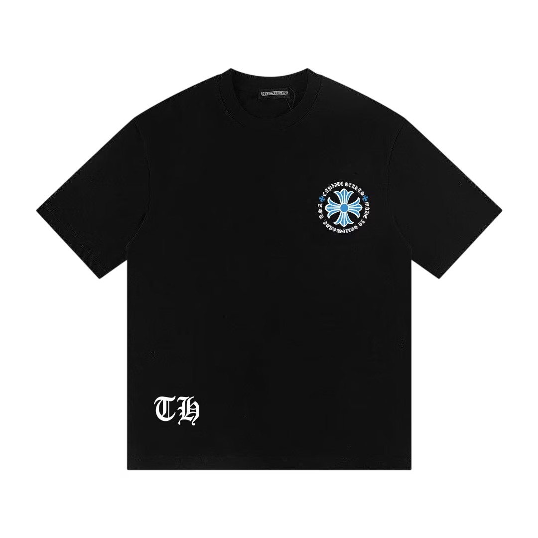 Authentic Chrome Hearts Chrome Hearts Blue Cross Logo Black T-Shirt â€“ front view