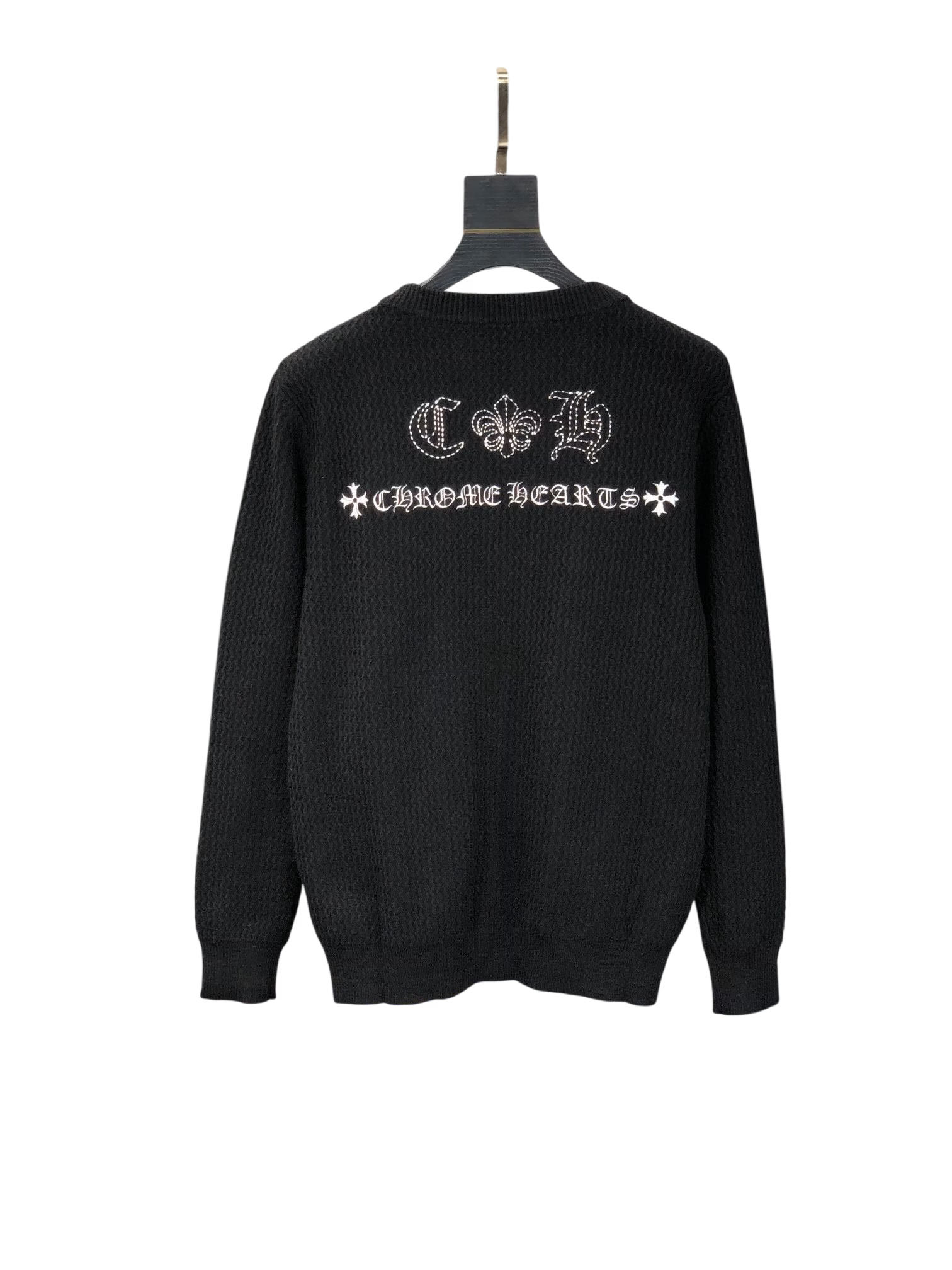 Authentic Chrome Hearts Chrome Hearts Cross Patch Waffle Knit Cardigan â€“ front view