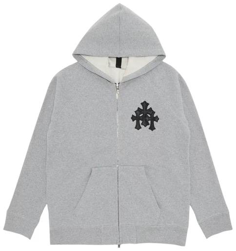 Authentic Chrome Hearts Chrome Hearts Triple Leather Cross Zip Up Hoodie â€“ front view