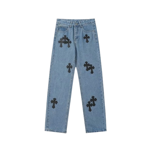 Authentic Chrome Hearts Blue Chrome Hearts Jeans â€“ front view