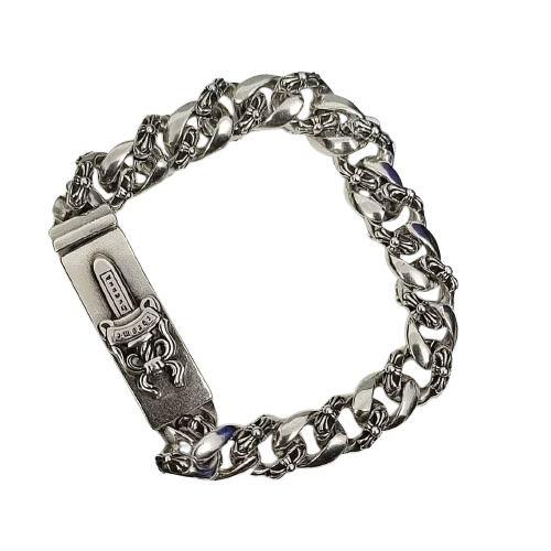 Authentic Chrome Hearts Chrome Hearts Dagger ID Cuban Link Bracelet â€“ front view