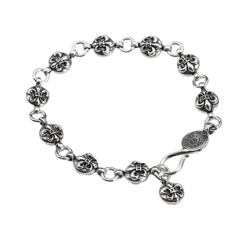 Authentic Chrome Hearts Chrome Hearts Fleur Link Chain Bracelet â€“ front view