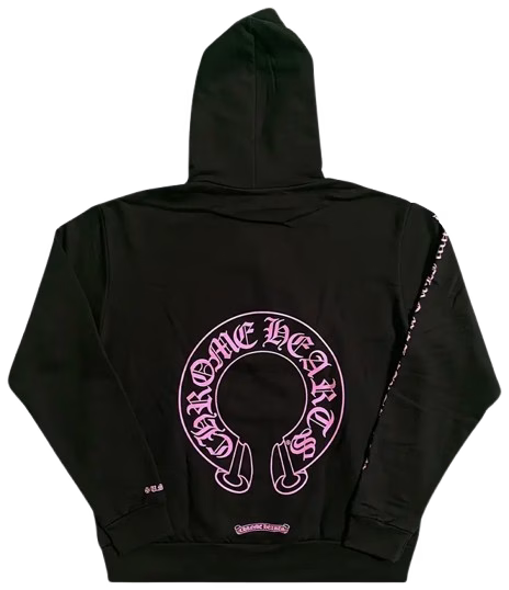Authentic Chrome Hearts CH Pink and Black Horse Show Logo Hoodie â€“ front view