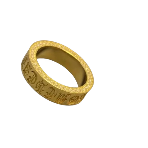 Authentic Chrome Hearts Chrome Hearts Gold Gothic Script Ring â€“ front view