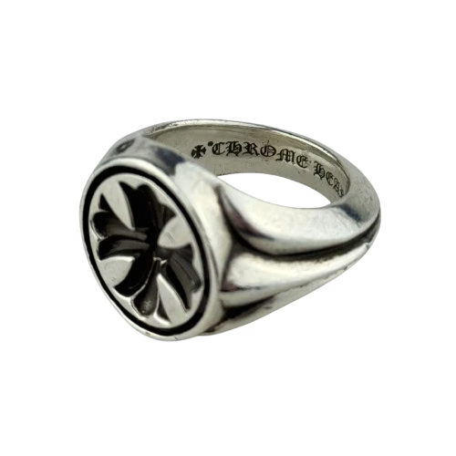 Authentic Chrome Hearts Chrome Hearts Round Cross Signet Ring â€“ front view
