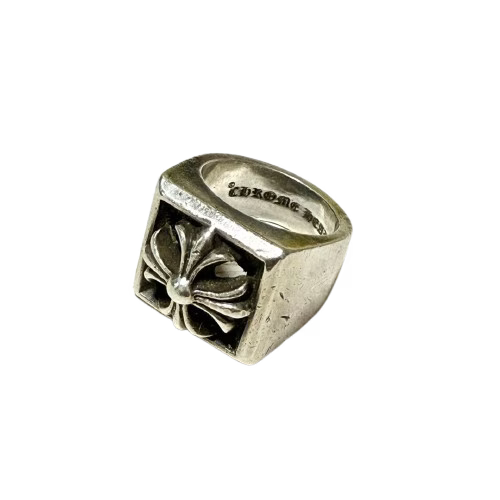 Authentic Chrome Hearts Chrome Hearts Square Cross Signet Ring â€“ front view