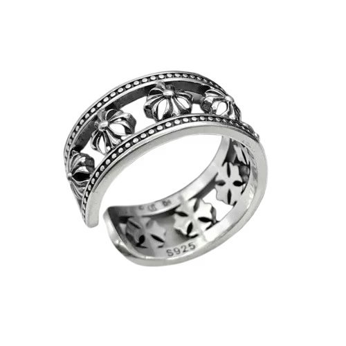 Authentic Chrome Hearts Chrome Hearts Wide Cross Wrap Ring â€“ front view