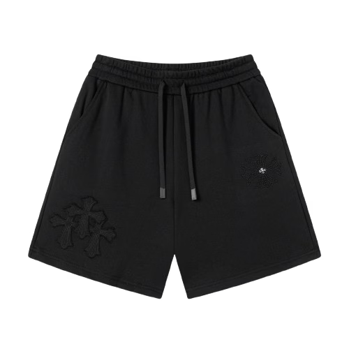 Authentic Chrome Hearts Chrome Hearts Black Triple Cross Sweat Shorts â€“ front view