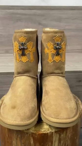 Authentic Chrome Hearts Chrome Hearts Brown Triple Cross UGG Boots â€“ front view