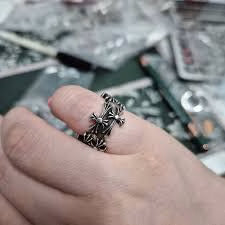 Authentic Chrome Hearts Chrome Hearts Cemetery Hoop Ring â€“ front view