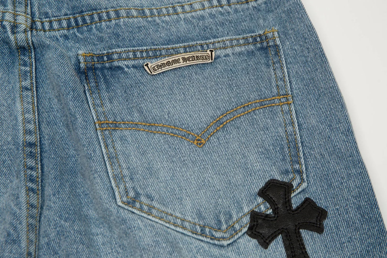 Authentic Chrome Hearts Chrome Hearts Flairny Cemetery Cloth Denim Pants â€“ front view